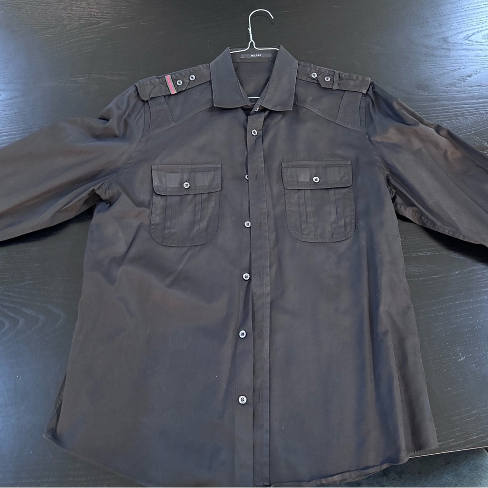 Gucci Black Collared Shirt with Label